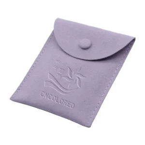Microfiber Leather Jewelry Pouch with Snap Button and Debossed Logo